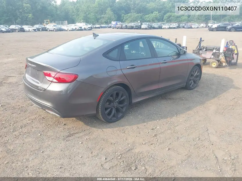 2016 Chrysler 200 S VIN: 1C3CCCDGXGN110407 Lot: 45644348