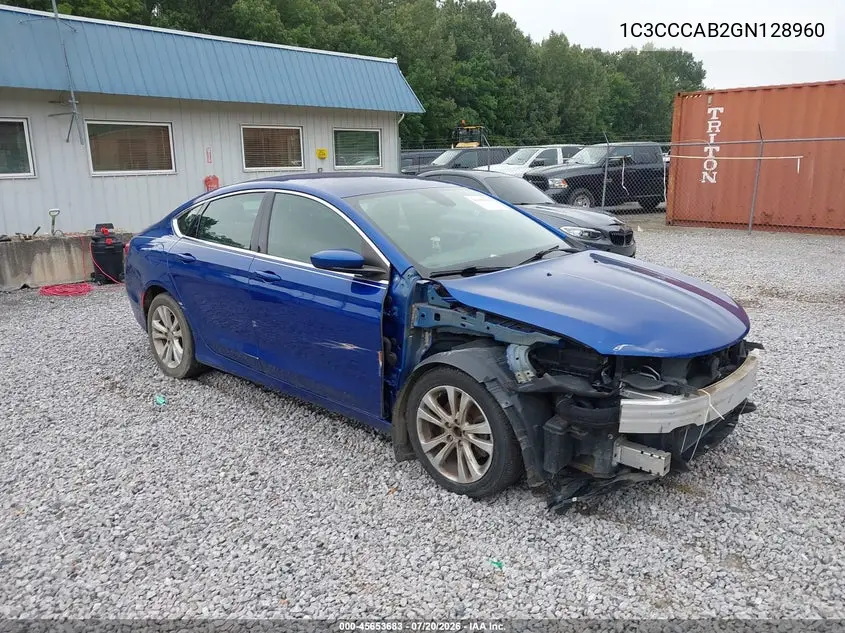 2016 Chrysler 200 Limited VIN: 1C3CCCAB2GN128960 Lot: 45653683