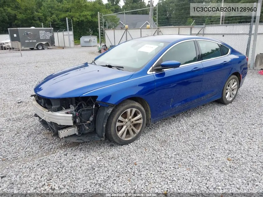 2016 Chrysler 200 Limited VIN: 1C3CCCAB2GN128960 Lot: 45653683