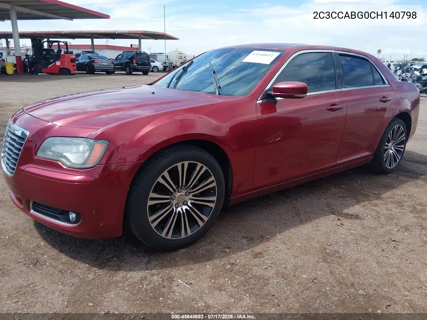 2012 Chrysler 300 S V6 VIN: 2C3CCABG0CH140798 Lot: 45640692
