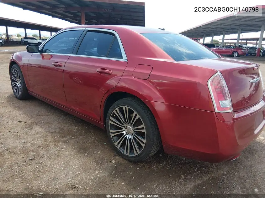 2012 Chrysler 300 S V6 VIN: 2C3CCABG0CH140798 Lot: 45640692