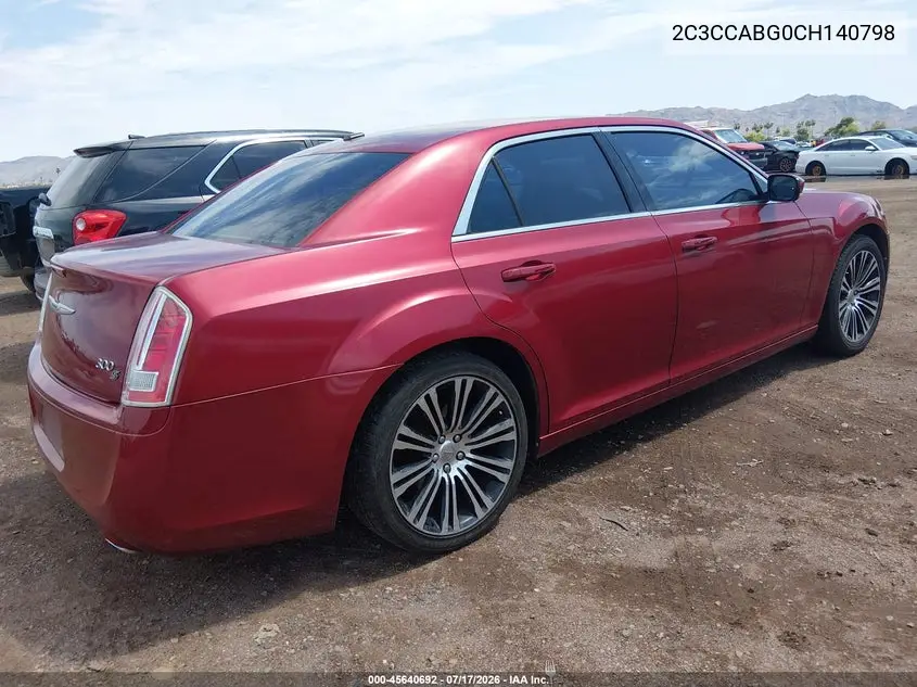 2012 Chrysler 300 S V6 VIN: 2C3CCABG0CH140798 Lot: 45640692