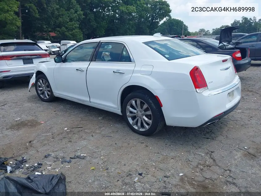 2019 Chrysler 300 Limited Awd VIN: 2C3CCAKG4KH689998 Lot: 45536836