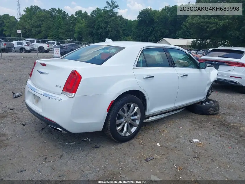 2019 Chrysler 300 Limited Awd VIN: 2C3CCAKG4KH689998 Lot: 45536836