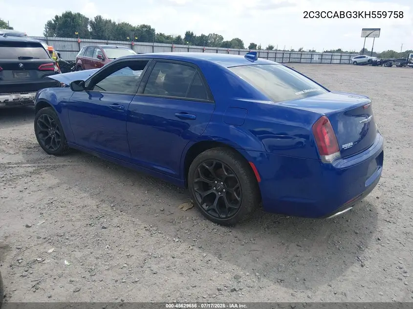 2019 Chrysler 300 300S VIN: 2C3CCABG3KH559758 Lot: 45629656