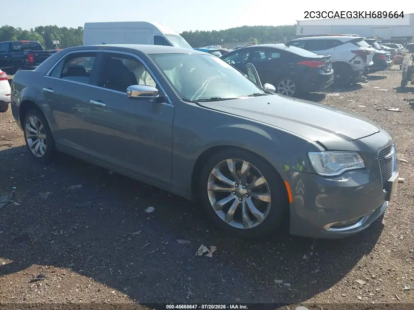 2019 Chrysler 300 Limited VIN: 2C3CCAEG3KH689664 Lot: 45668647