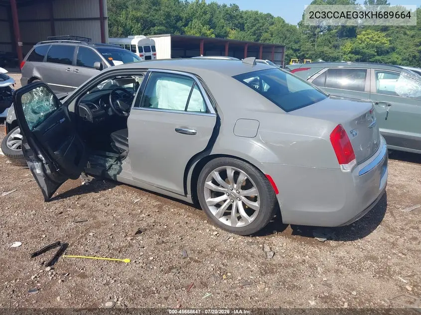 2019 Chrysler 300 Limited VIN: 2C3CCAEG3KH689664 Lot: 45668647