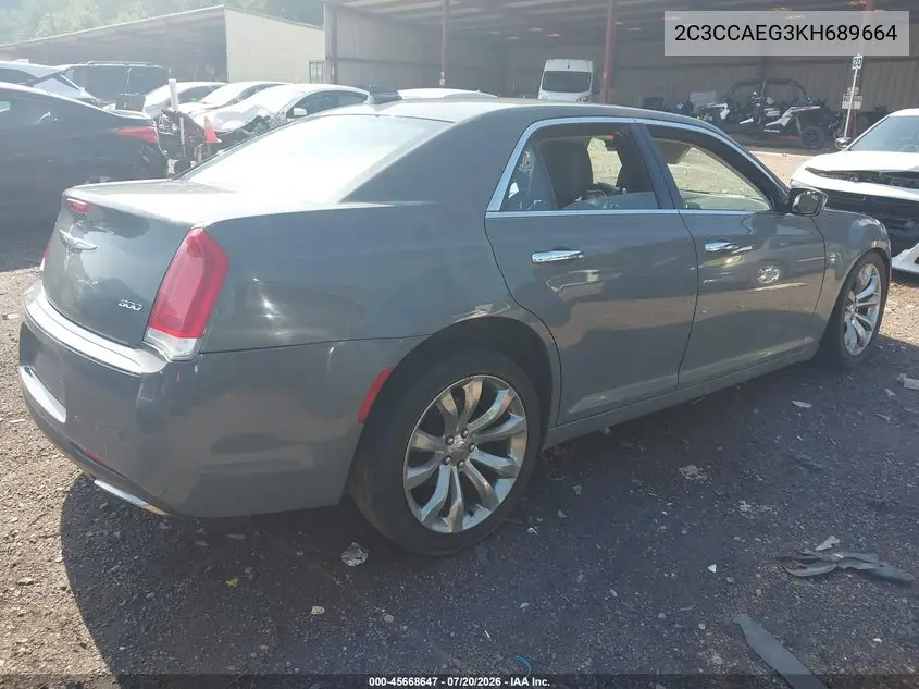 2019 Chrysler 300 Limited VIN: 2C3CCAEG3KH689664 Lot: 45668647