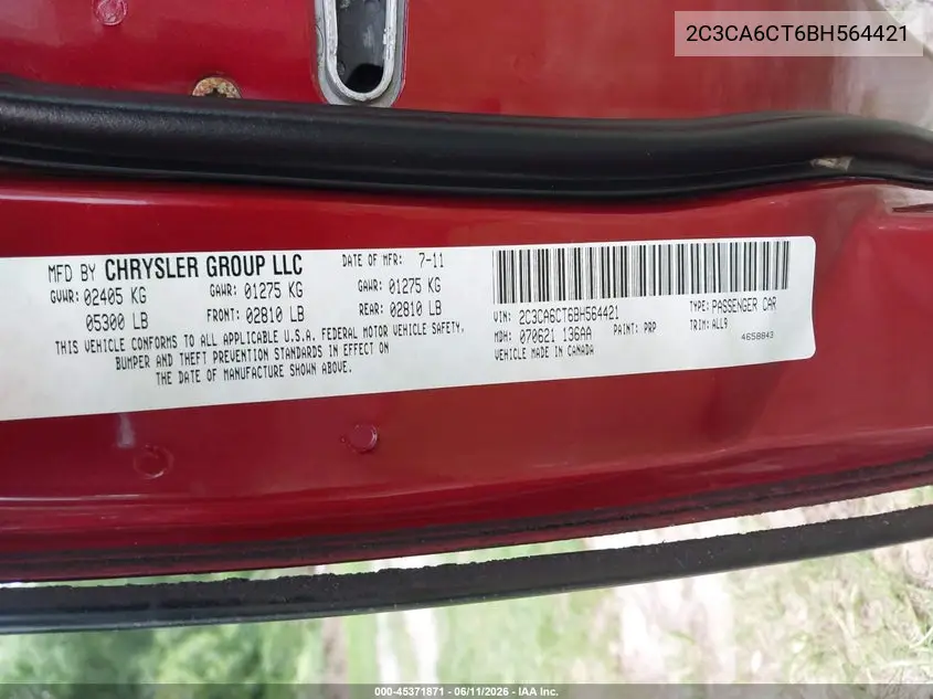 2011 Chrysler 300C VIN: 2C3CA6CT6BH564421 Lot: 45371871