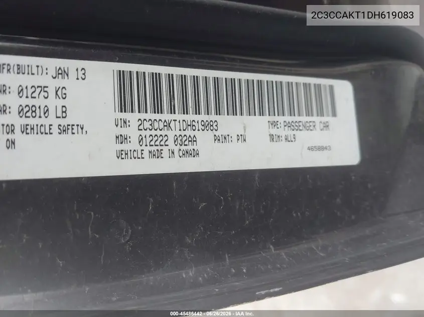 2013 Chrysler 300C Awd VIN: 2C3CCAKT1DH619083 Lot: 45486442