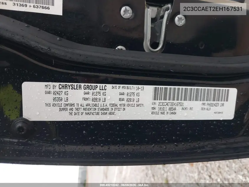 2014 Chrysler 300C VIN: 2C3CCAET2EH167531 Lot: 45210242