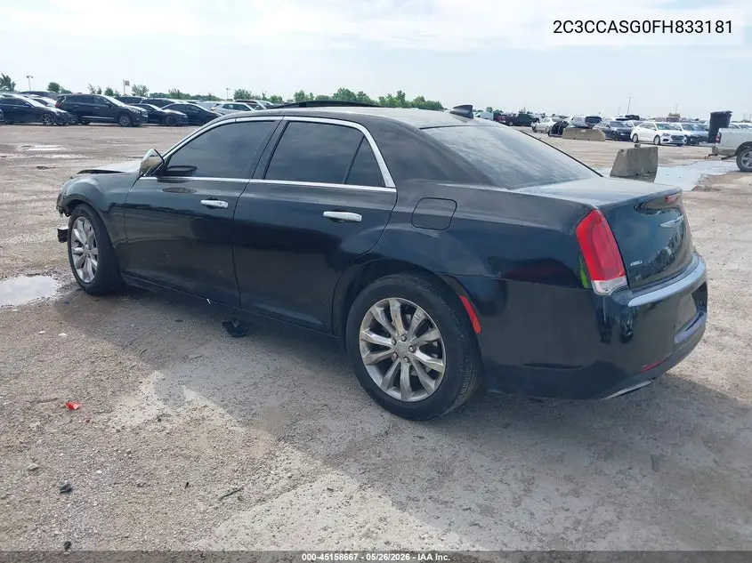 2015 Chrysler 300C Platinum Awd VIN: 2C3CCASG0FH833181 Lot: 45158667