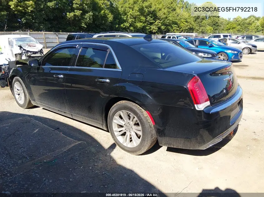 2015 Chrysler 300C VIN: 2C3CCAEG5FH792218 Lot: 45381919