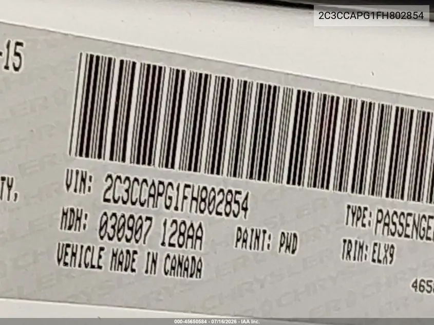 2015 Chrysler 300C Platinum VIN: 2C3CCAPG1FH802854 Lot: 45650584