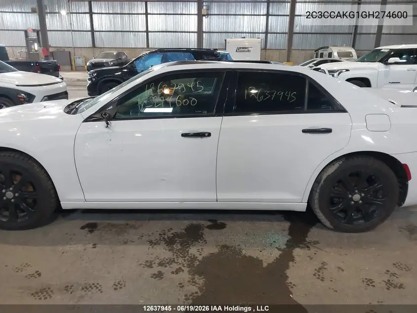 2016 Chrysler 300C VIN: 2C3CCAKG1GH274600 Lot: 12637945x