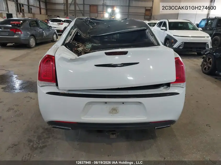 2016 Chrysler 300C VIN: 2C3CCAKG1GH274600 Lot: 12637945x