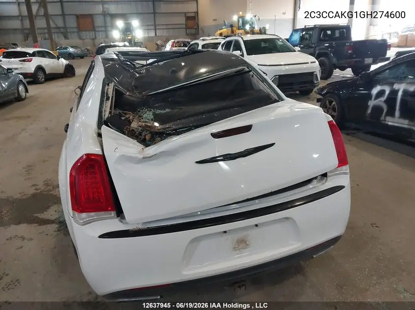 2016 Chrysler 300C VIN: 2C3CCAKG1GH274600 Lot: 12637945x
