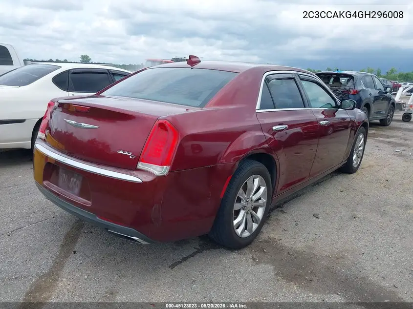 2016 Chrysler 300C Awd VIN: 2C3CCAKG4GH296008 Lot: 45123023