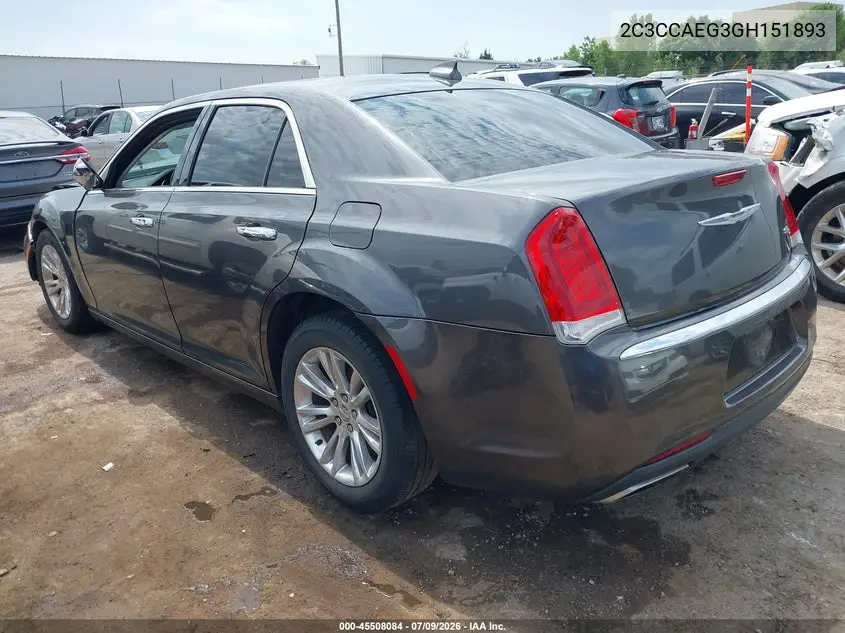 2016 Chrysler 300C VIN: 2C3CCAEG3GH151893 Lot: 45508084