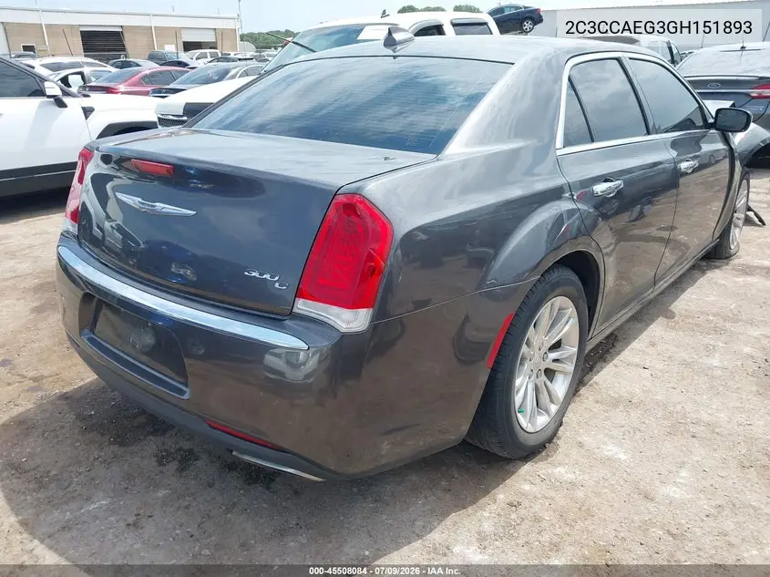 2016 Chrysler 300C VIN: 2C3CCAEG3GH151893 Lot: 45508084
