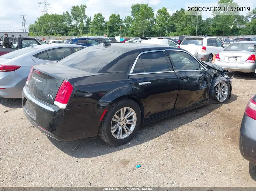 2017 Chrysler 300C VIN: 2C3CCAEG2HH570819 Lot: 45531307
