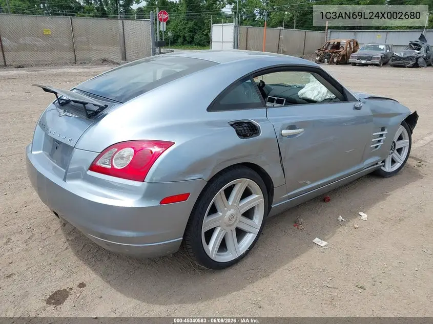 2004 Chrysler Crossfire VIN: 1C3AN69L24X002680 Lot: 45340583