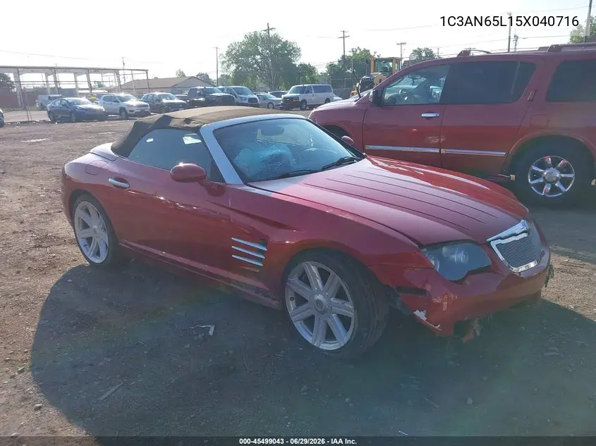 2005 Chrysler Crossfire Limited VIN: 1C3AN65L15X040716 Lot: 45499043