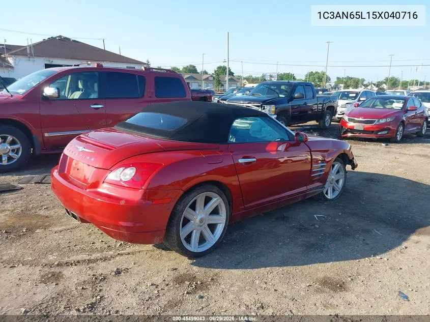 2005 Chrysler Crossfire Limited VIN: 1C3AN65L15X040716 Lot: 45499043