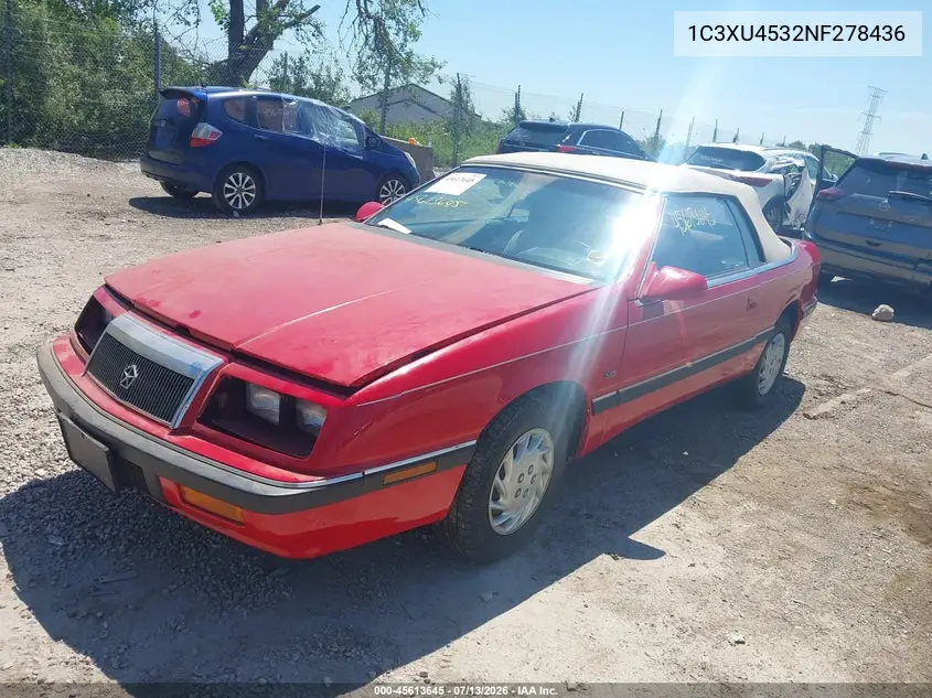 1992 Chrysler Lebaron VIN: 1C3XU4532NF278436 Lot: 45613645