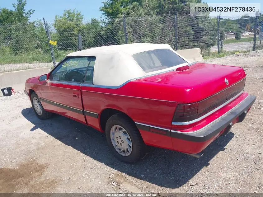 1992 Chrysler Lebaron VIN: 1C3XU4532NF278436 Lot: 45613645
