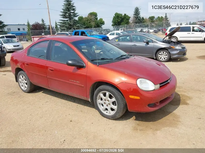 2001 Chrysler Neon VIN: 1C3ES46C21D227679 Lot: 30094692