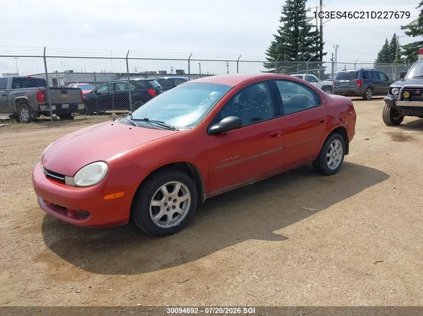 2001 Chrysler Neon VIN: 1C3ES46C21D227679 Lot: 30094692