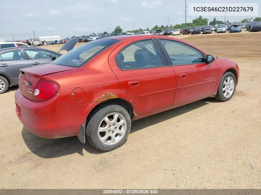 2001 Chrysler Neon VIN: 1C3ES46C21D227679 Lot: 30094692