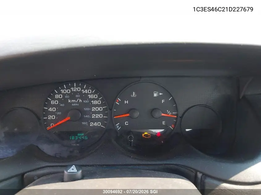 2001 Chrysler Neon VIN: 1C3ES46C21D227679 Lot: 30094692