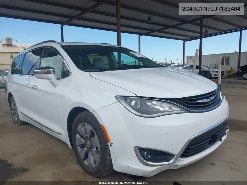 2018 Chrysler Pacifica Hybrid Limited VIN: 2C4RC1N72JR183404 Lot: 45689268