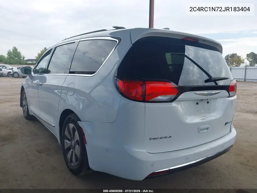 2018 Chrysler Pacifica Hybrid Limited VIN: 2C4RC1N72JR183404 Lot: 45689268