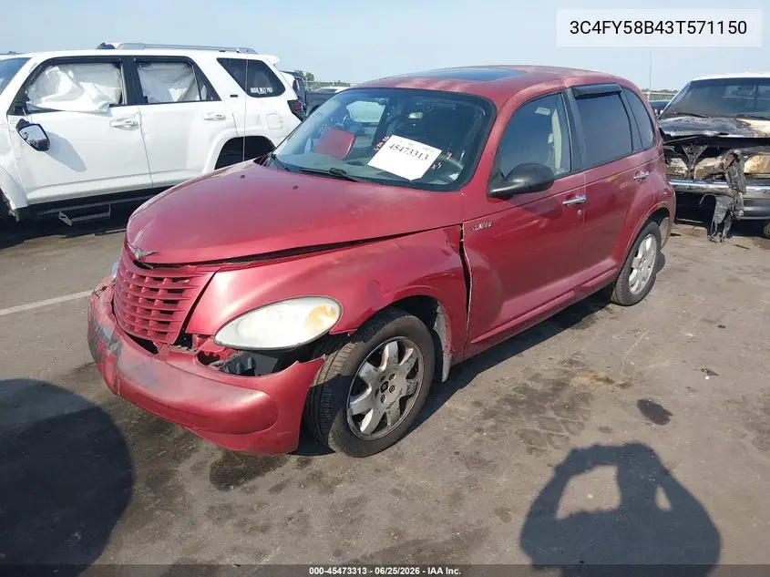 2003 Chrysler Pt Cruiser Touring VIN: 3C4FY58B43T571150 Lot: 45473313