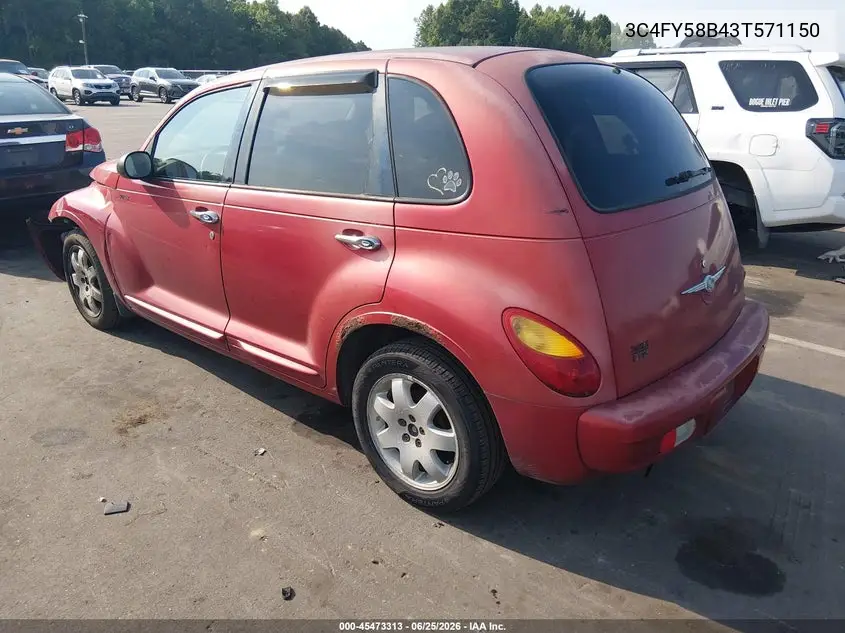 2003 Chrysler Pt Cruiser Touring VIN: 3C4FY58B43T571150 Lot: 45473313