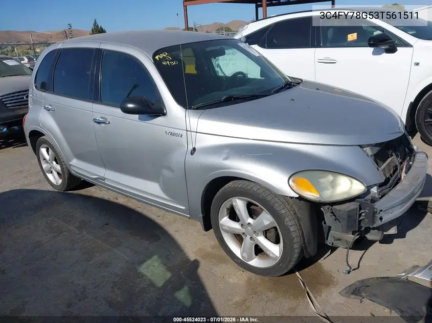 2003 Chrysler Pt Cruiser Gt VIN: 3C4FY78G53T561511 Lot: 45524023