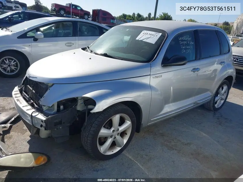 2003 Chrysler Pt Cruiser Gt VIN: 3C4FY78G53T561511 Lot: 45524023