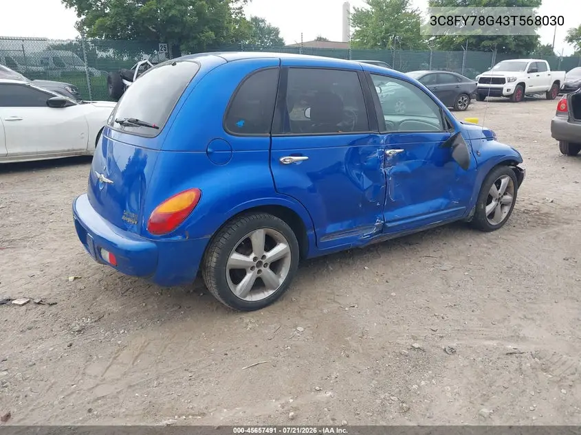 2003 Chrysler Pt Cruiser Gt VIN: 3C8FY78G43T568030 Lot: 45657491