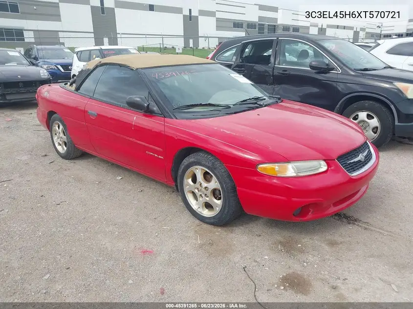 1999 Chrysler Sebring Jx VIN: 3C3EL45H6XT570721 Lot: 45391265
