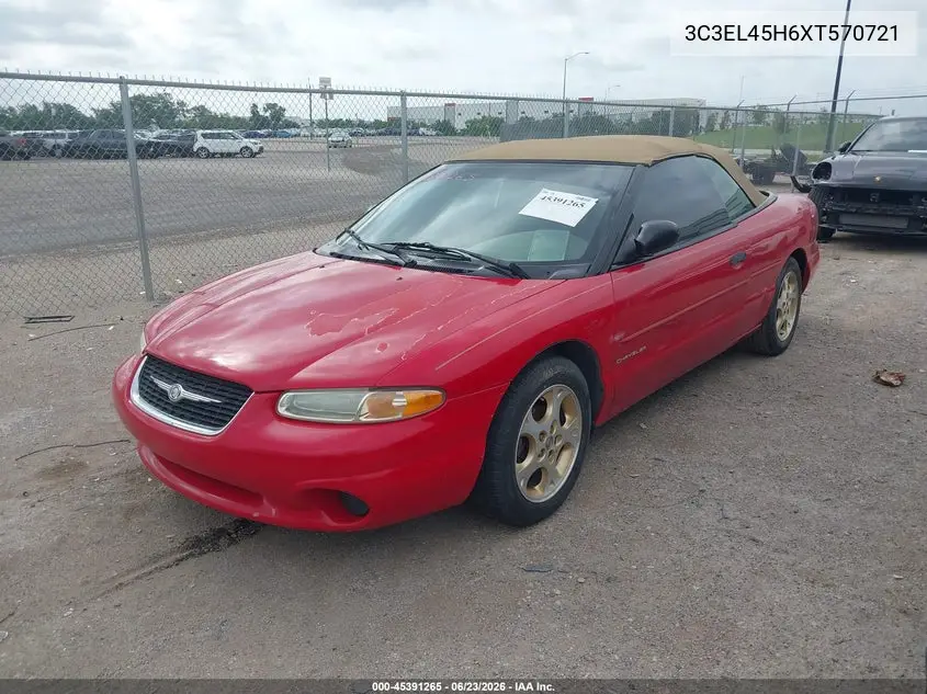 1999 Chrysler Sebring Jx VIN: 3C3EL45H6XT570721 Lot: 45391265