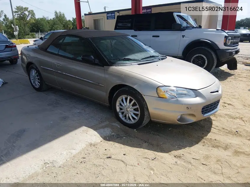 2002 Chrysler Sebring Lxi VIN: 1C3EL55R02N316624 Lot: 45087066
