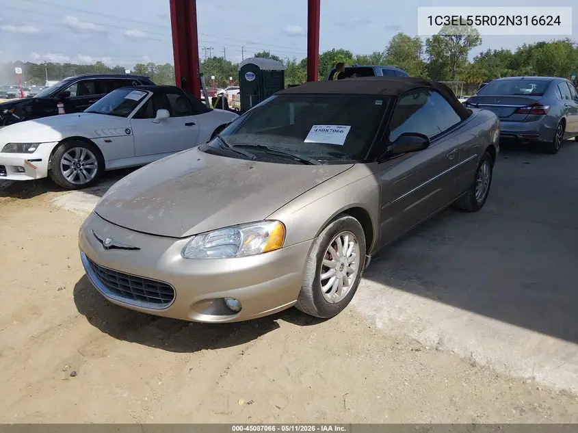 2002 Chrysler Sebring Lxi VIN: 1C3EL55R02N316624 Lot: 45087066