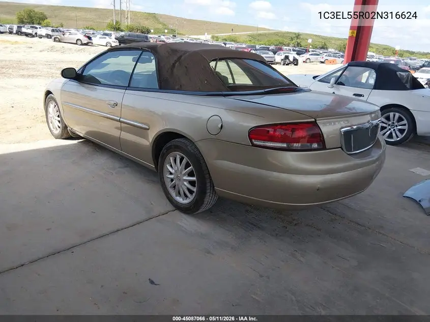 2002 Chrysler Sebring Lxi VIN: 1C3EL55R02N316624 Lot: 45087066