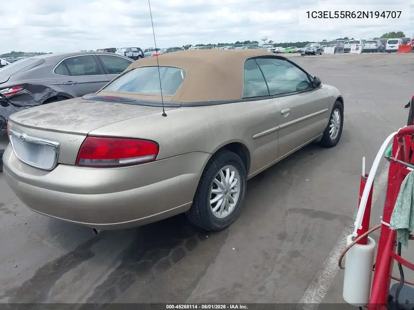 2002 Chrysler Sebring Lxi VIN: 1C3EL55R62N194707 Lot: 45268114