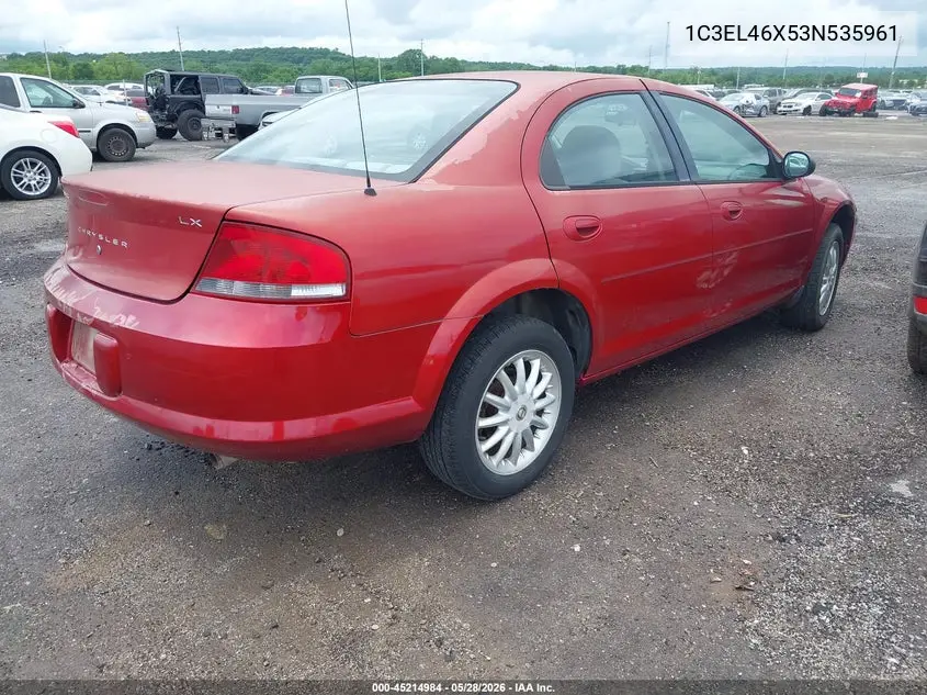 2003 Chrysler Sebring Lx VIN: 1C3EL46X53N535961 Lot: 45214984