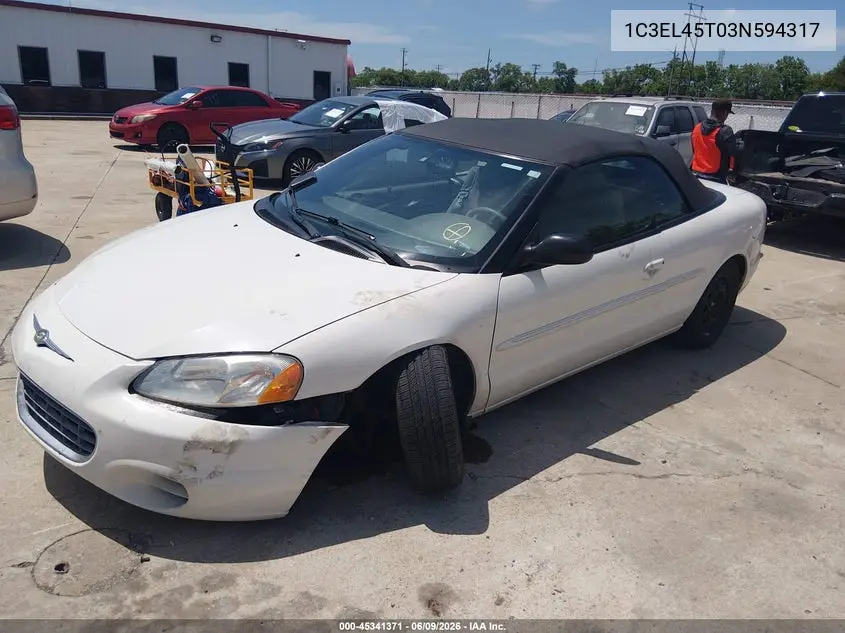 2003 Chrysler Sebring Lx VIN: 1C3EL45T03N594317 Lot: 45341371