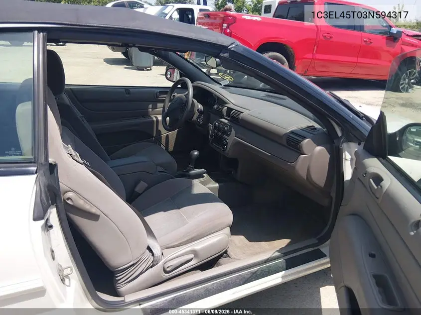 2003 Chrysler Sebring Lx VIN: 1C3EL45T03N594317 Lot: 45341371